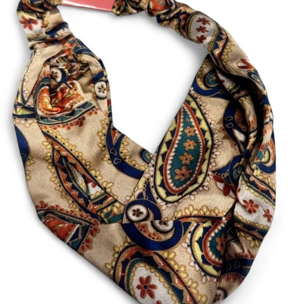 NWT Bundle of 4 Soft Crisscross Headbands with Elastic Back Paisley & Floral
